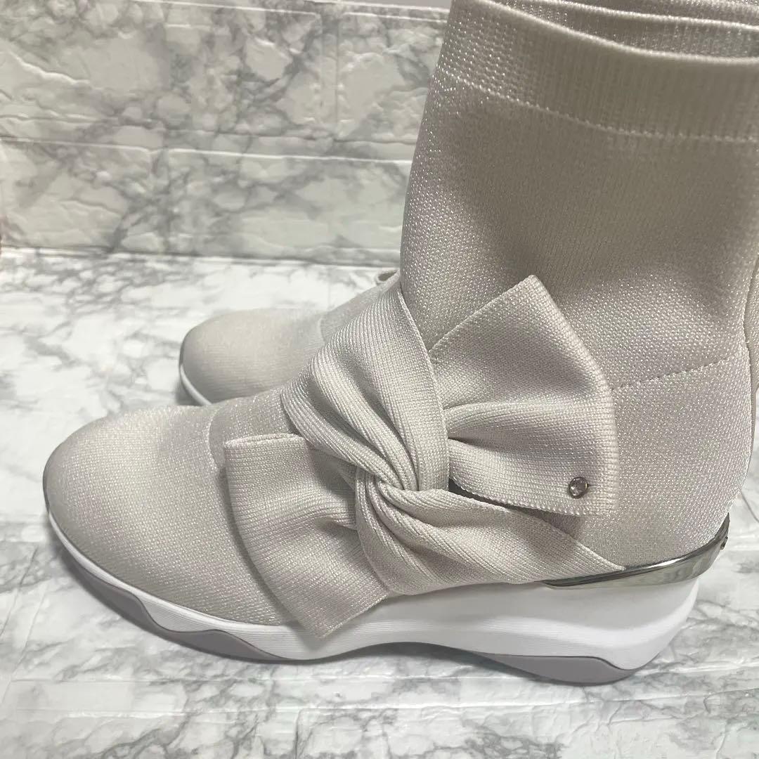 +diana プラスダイアナ　ニットショートブーツ 撥水　スニーカーブーツ