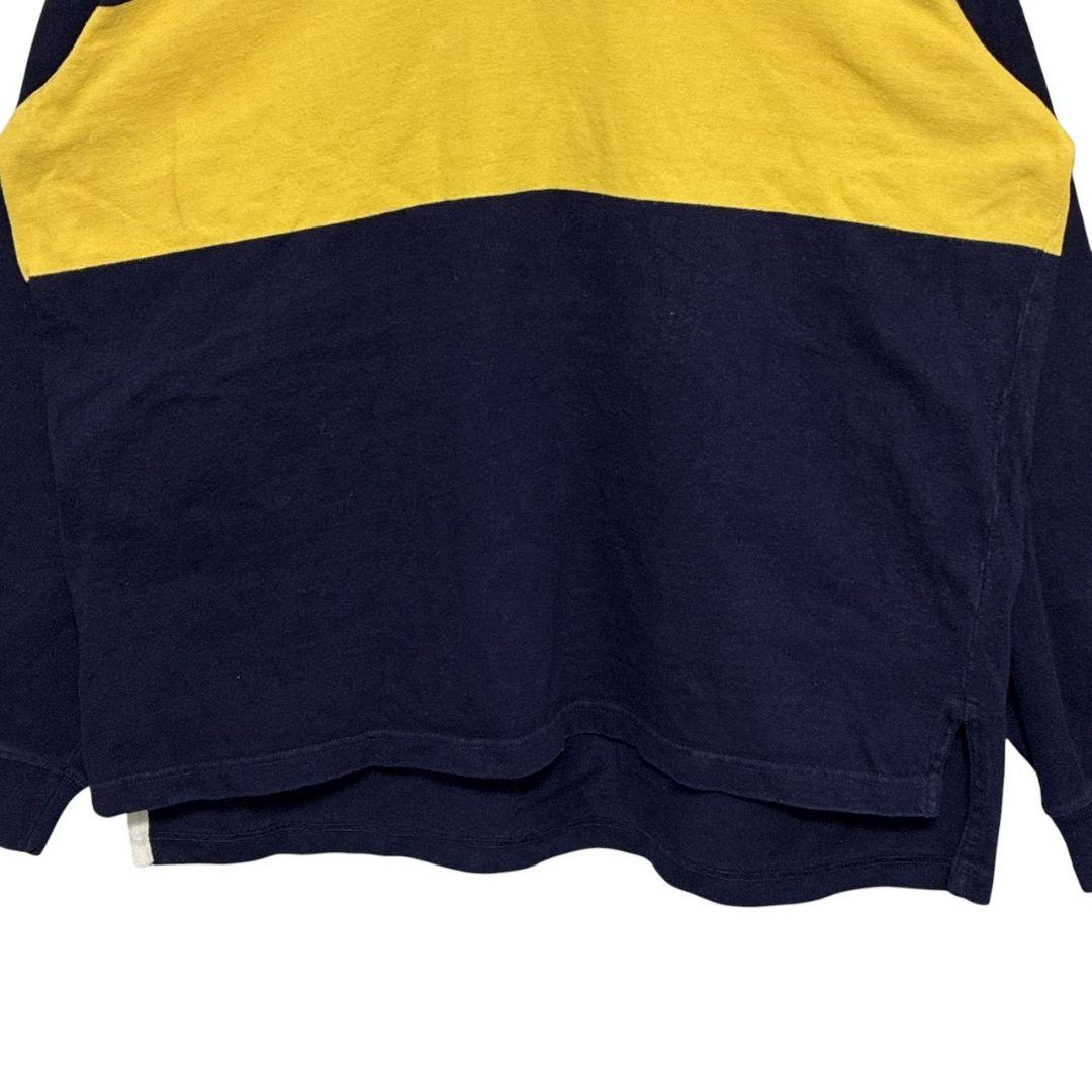 ポロバイラルフローレン ラガーシャツ 刺繍ロゴ ネイビー×イエロー XL相当