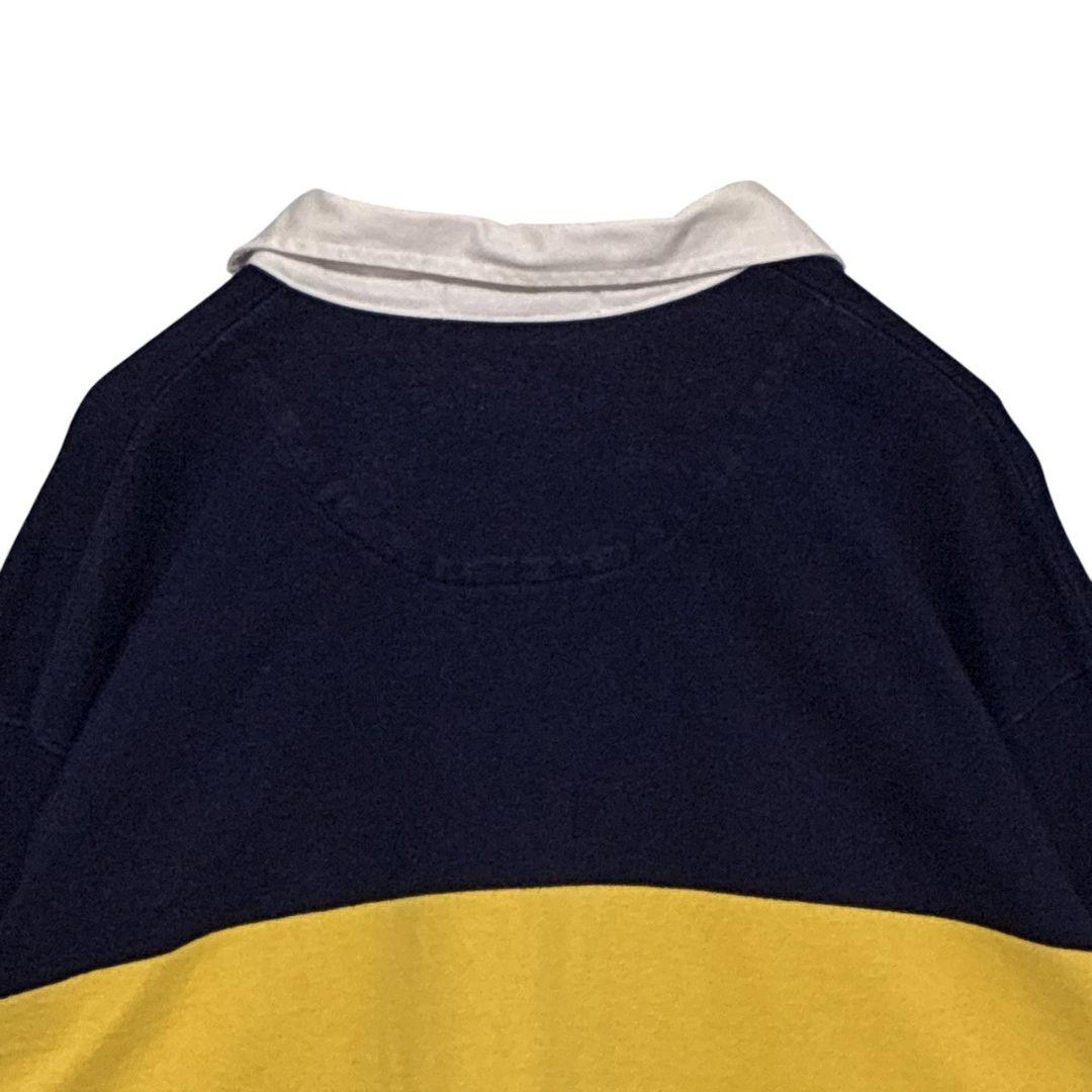 ポロバイラルフローレン ラガーシャツ 刺繍ロゴ ネイビー×イエロー XL相当