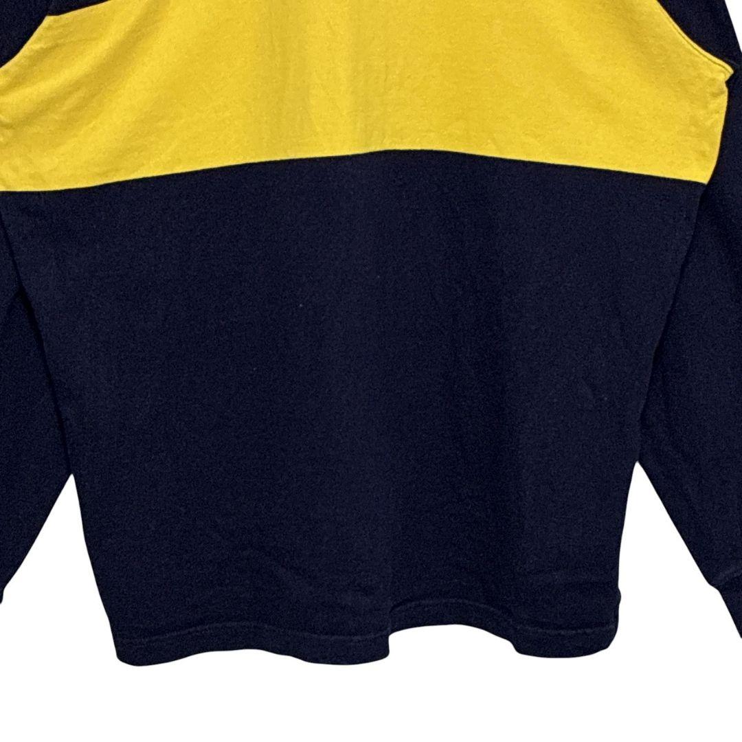 ポロバイラルフローレン ラガーシャツ 刺繍ロゴ ネイビー×イエロー XL相当
