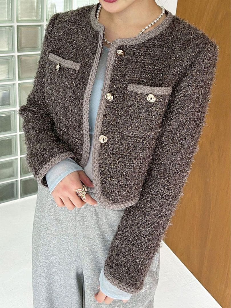 LILY BROWNツイードショートジャケット