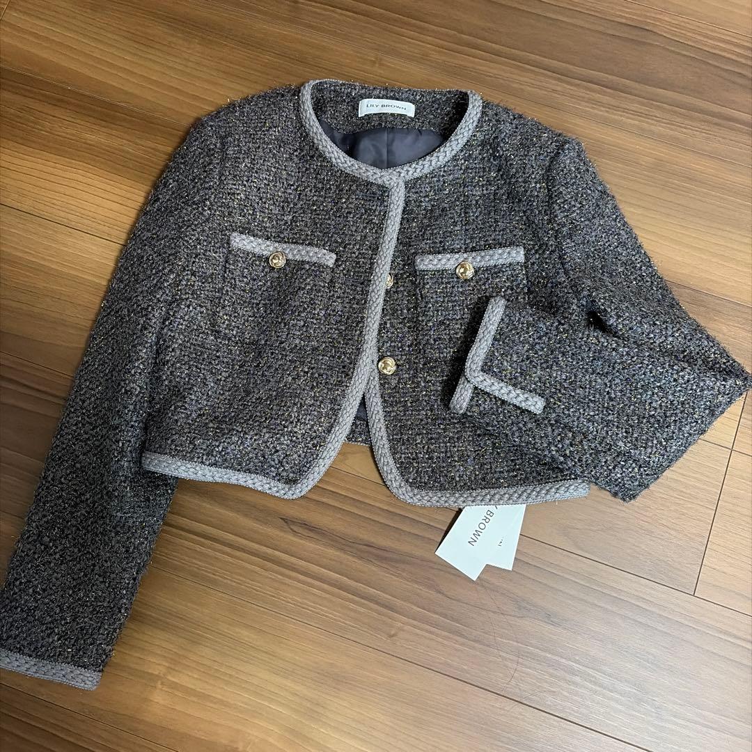 LILY BROWNツイードショートジャケット