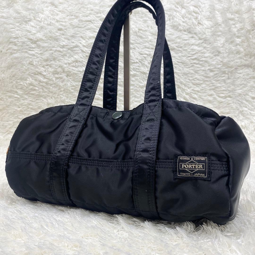 【ロゴ鮮明✨外観美品】POTER TANKER ミニボストン　ドラムバッグ　黒