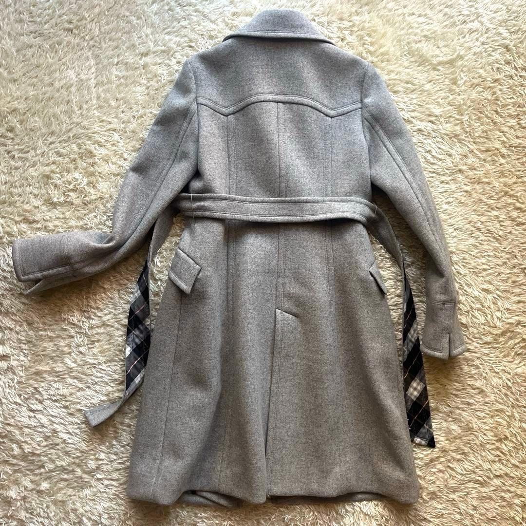 極美品 バーバリーブルーレーベル ロングコー トアンゴラ混 ノバチェック 38