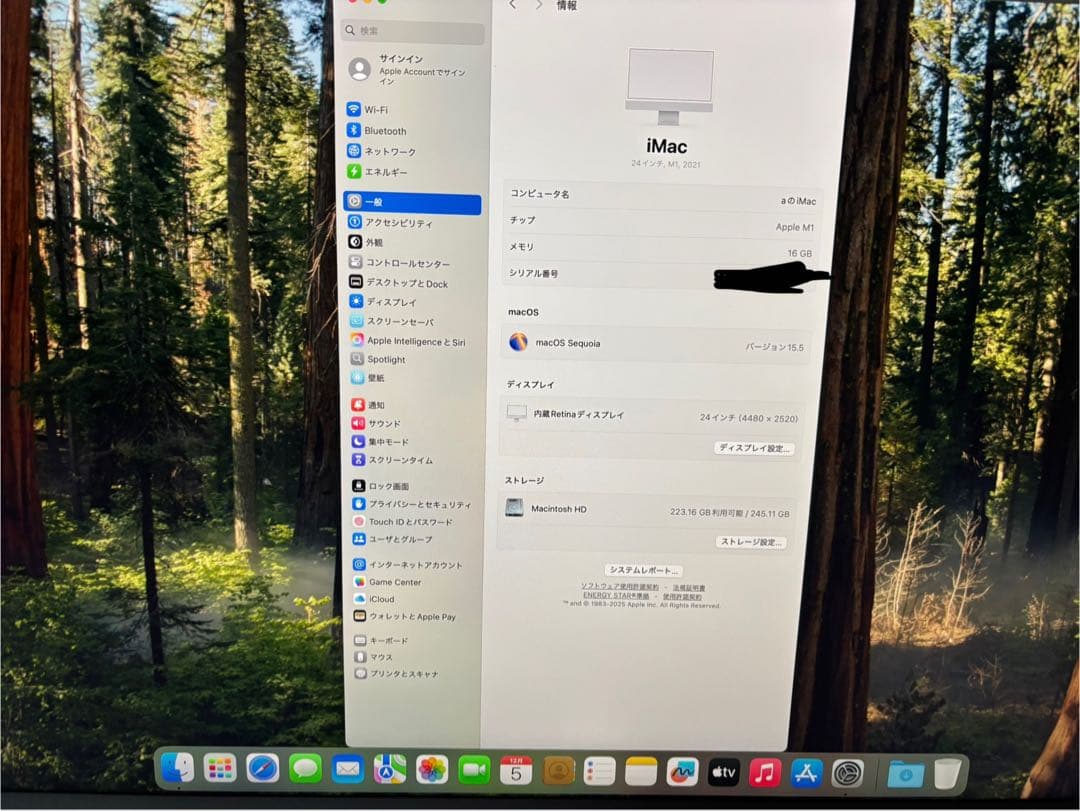 ・iMac 24インチ 2021年 メモリ:16GB ストレージ245GB