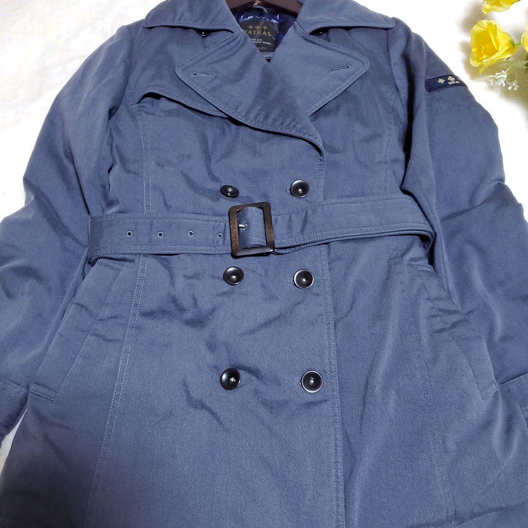 タトラス　ダウン　トレンチコート　ジャケット　ショート丈　ベルト　ブルー　2
