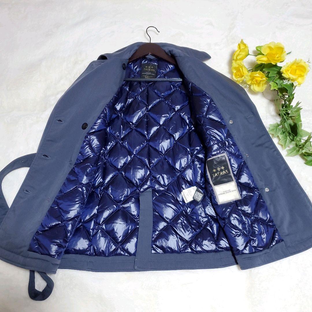 タトラス　ダウン　トレンチコート　ジャケット　ショート丈　ベルト　ブルー　2