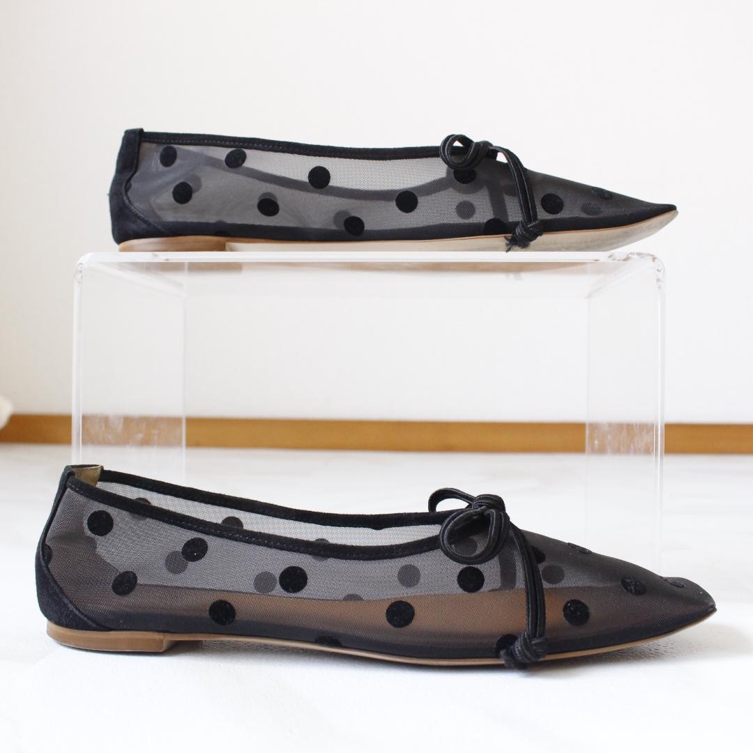 PIPICHIC AMBER ドットチュールスクエアトゥバレエシューズ 37