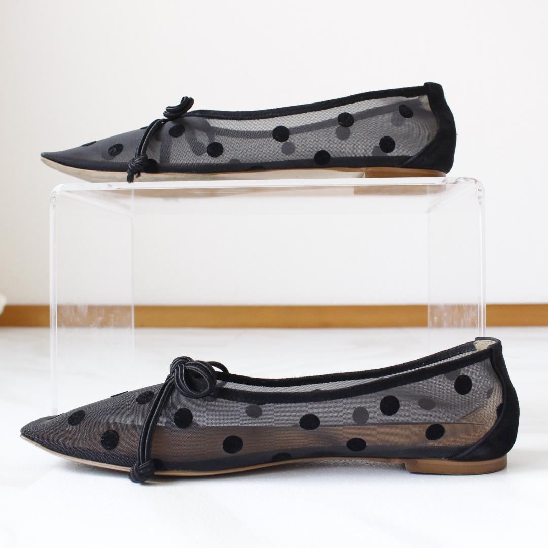 PIPICHIC AMBER ドットチュールスクエアトゥバレエシューズ 37
