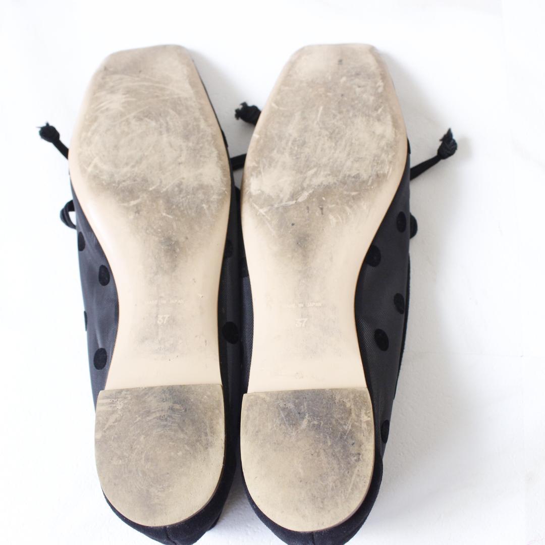 PIPICHIC AMBER ドットチュールスクエアトゥバレエシューズ 37