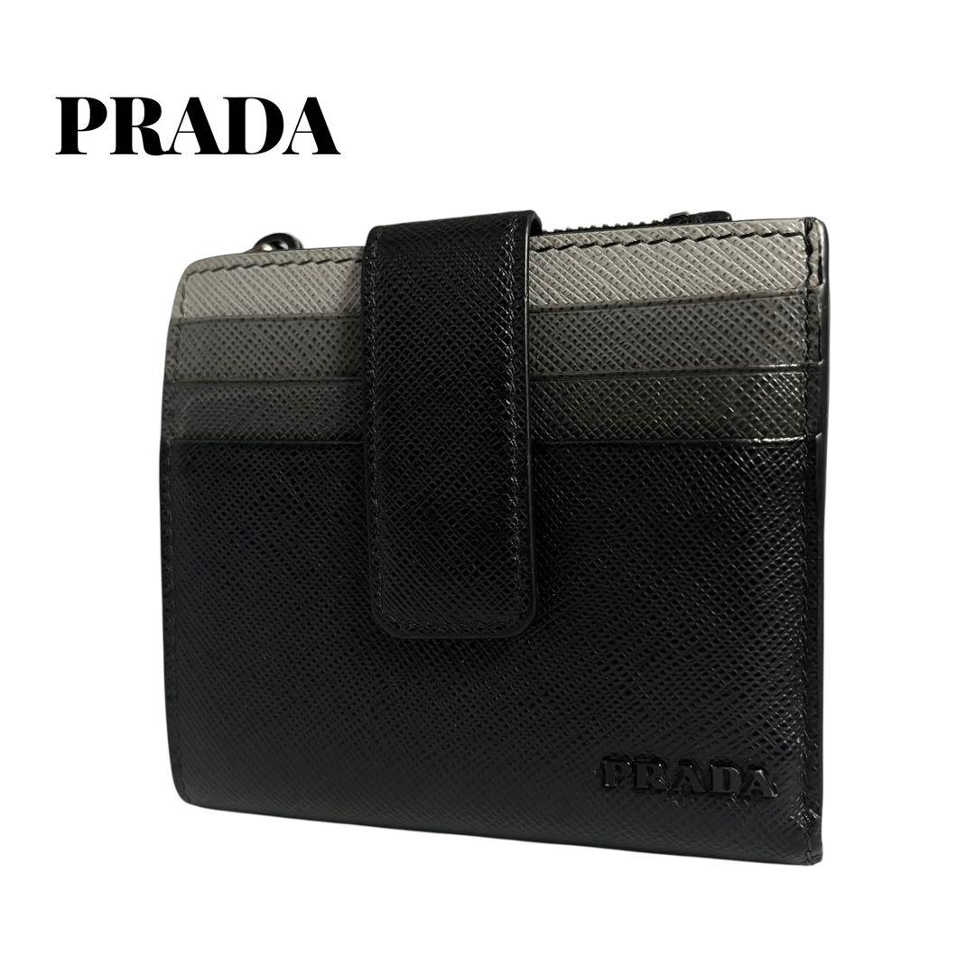 希少✨プラダ ２つ折り財布 カード入れ サフィアーノレザー マルチカラー