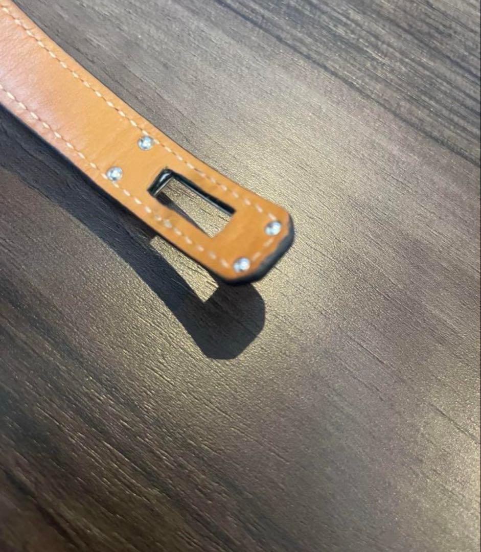 HERMES レザーブレスレット＜ケリー＞ドゥブルトゥール ブラック×シルバー