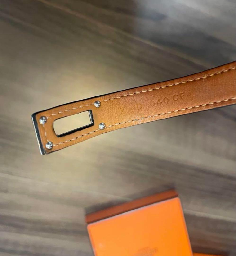 HERMES レザーブレスレット＜ケリー＞ドゥブルトゥール ブラック×シルバー