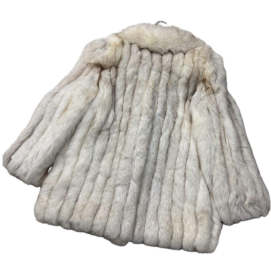 美品　サガフォックス　ブルーフォックス　XL相当　ファーコート　柔らか毛並み