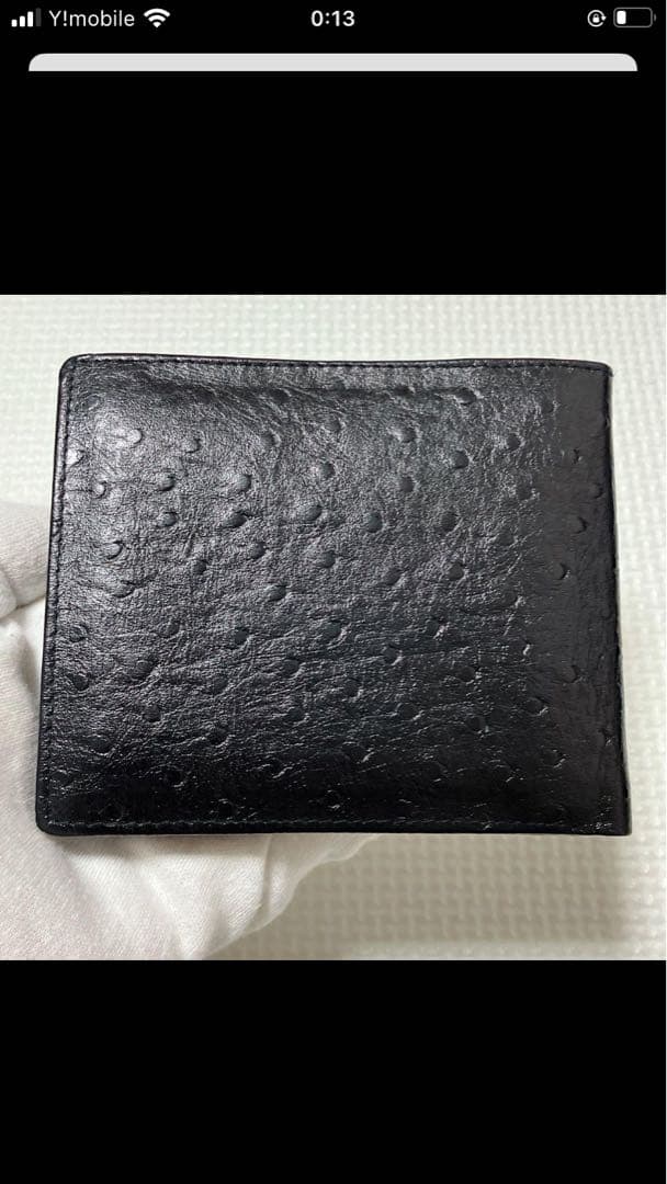 未使用YVES SAINT LAURENT レザー二つ折り財布　オーストリッチ