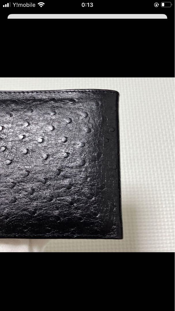 未使用YVES SAINT LAURENT レザー二つ折り財布　オーストリッチ