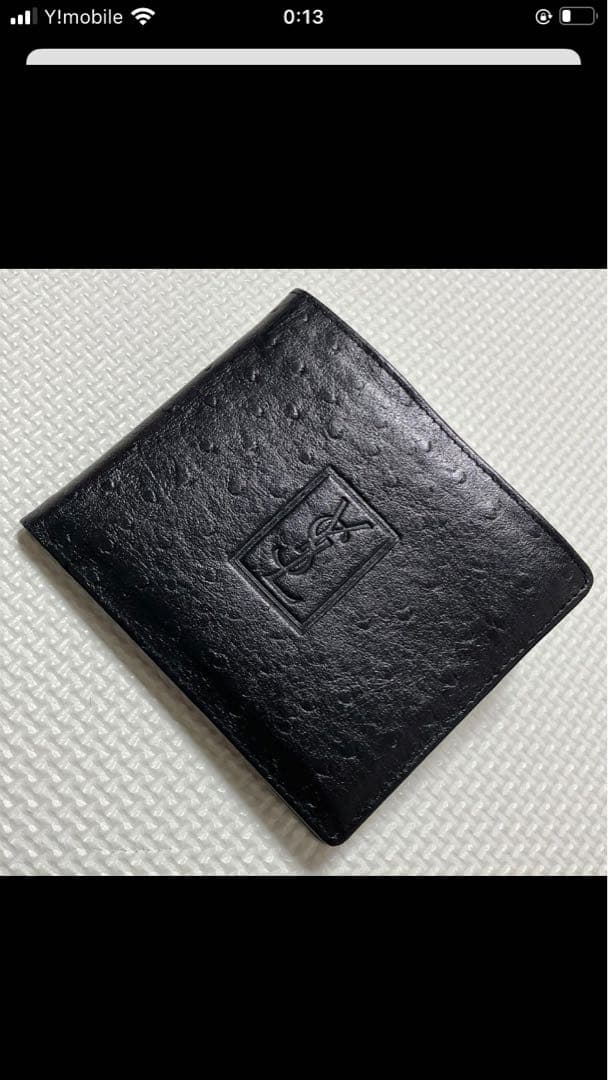 未使用YVES SAINT LAURENT レザー二つ折り財布　オーストリッチ