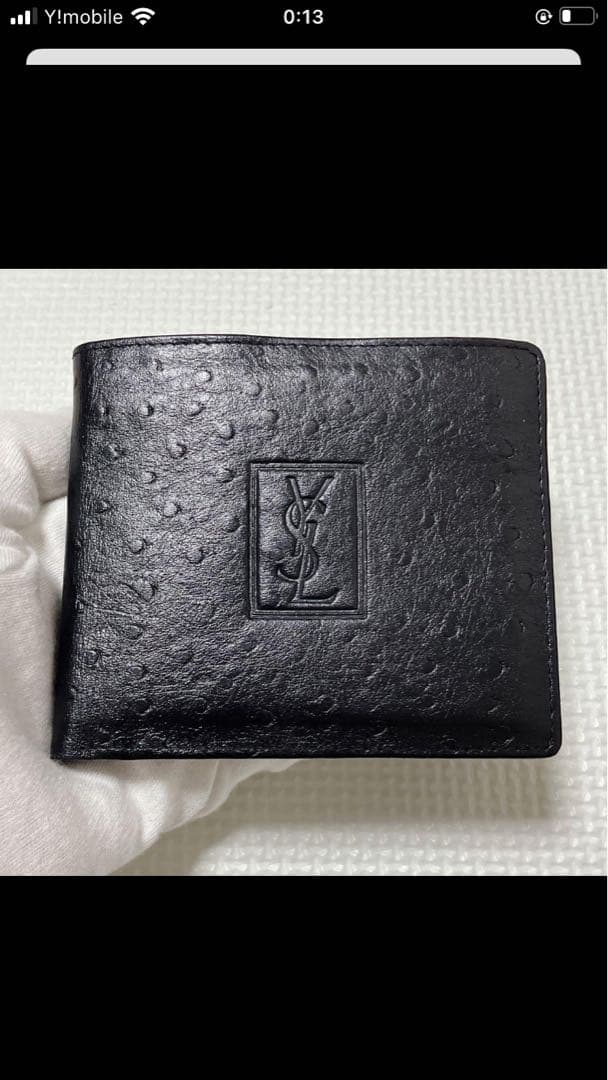 未使用YVES SAINT LAURENT レザー二つ折り財布　オーストリッチ