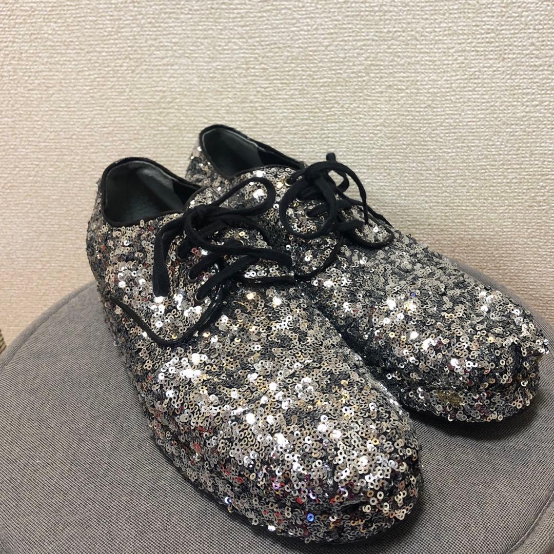 tricot COMME des GARCONSスパンコールレースアップシューズ