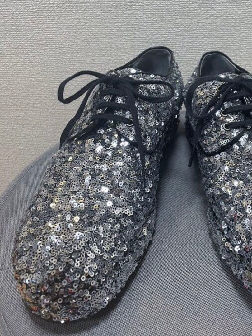 tricot COMME des GARCONSスパンコールレースアップシューズ