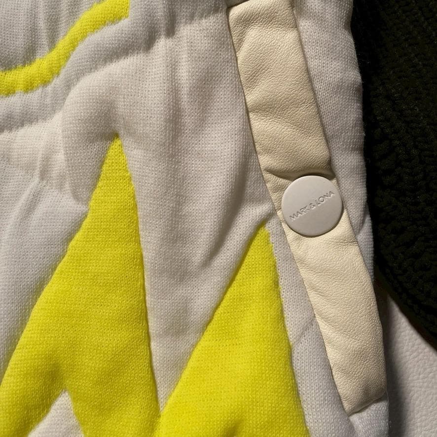 【アユミファイヤー】マークアンドロナ　ニット切り替え 総柄ジャケット 36