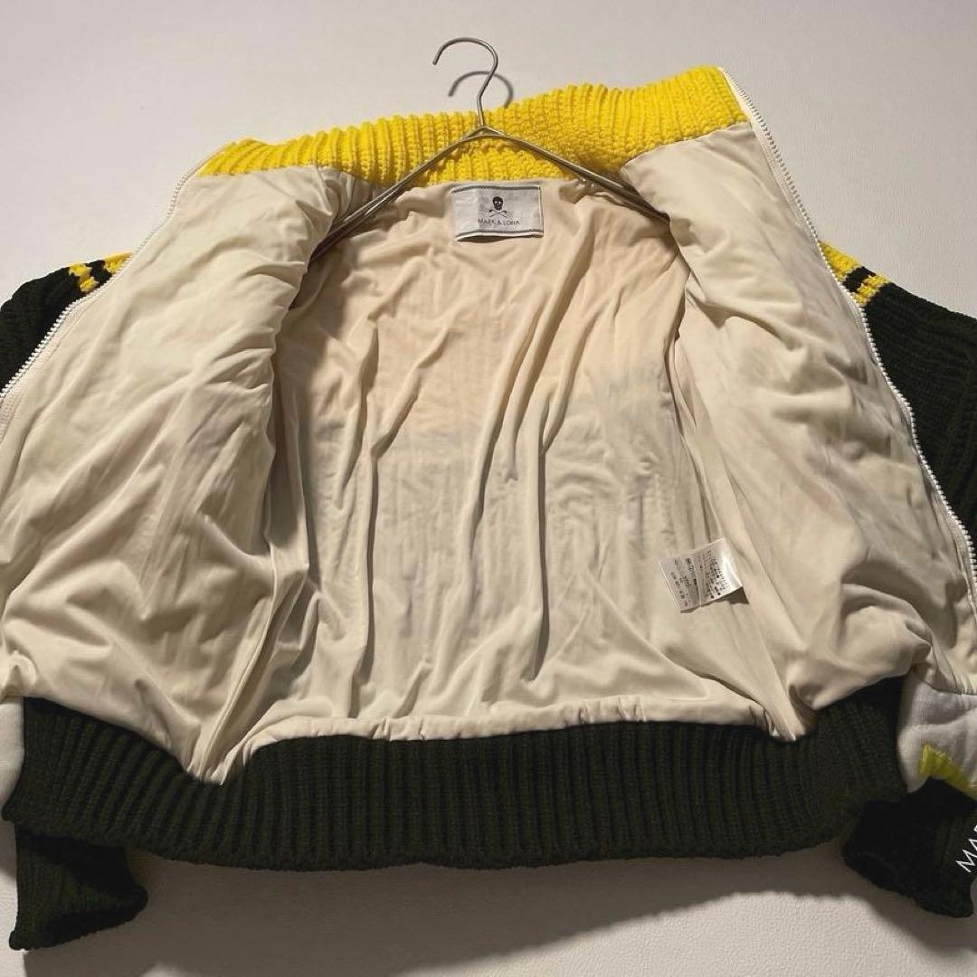 【アユミファイヤー】マークアンドロナ　ニット切り替え 総柄ジャケット 36