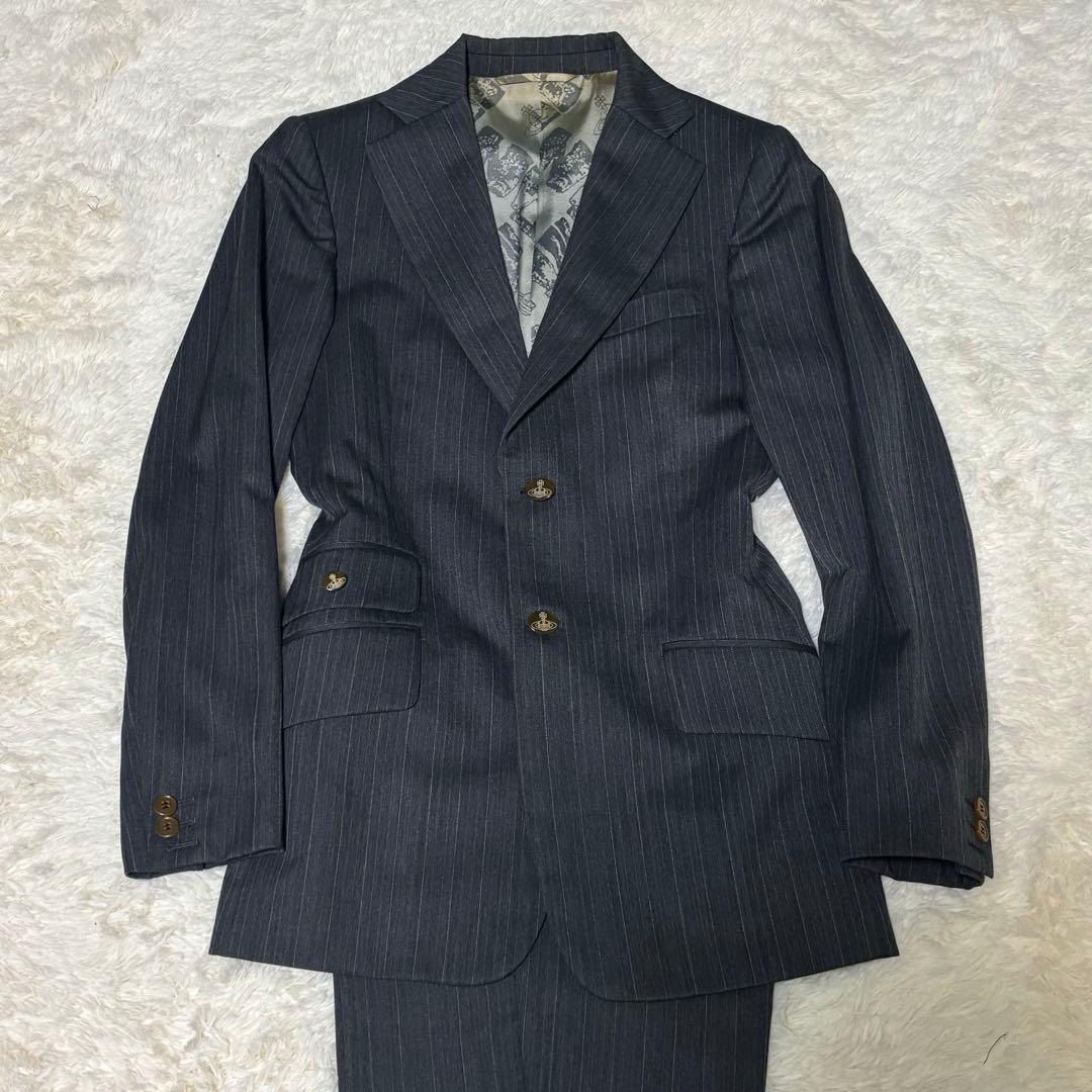 ヴィヴィアンウエストウッドマン　セットアップ　44 総柄　グレー　オーブボタン