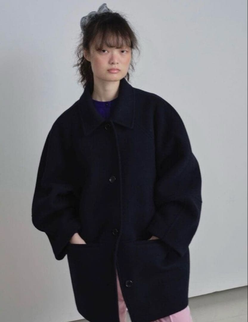 ジャケット・アウター CAROL SHOPPE GRANPA WOOL COAT NAVY