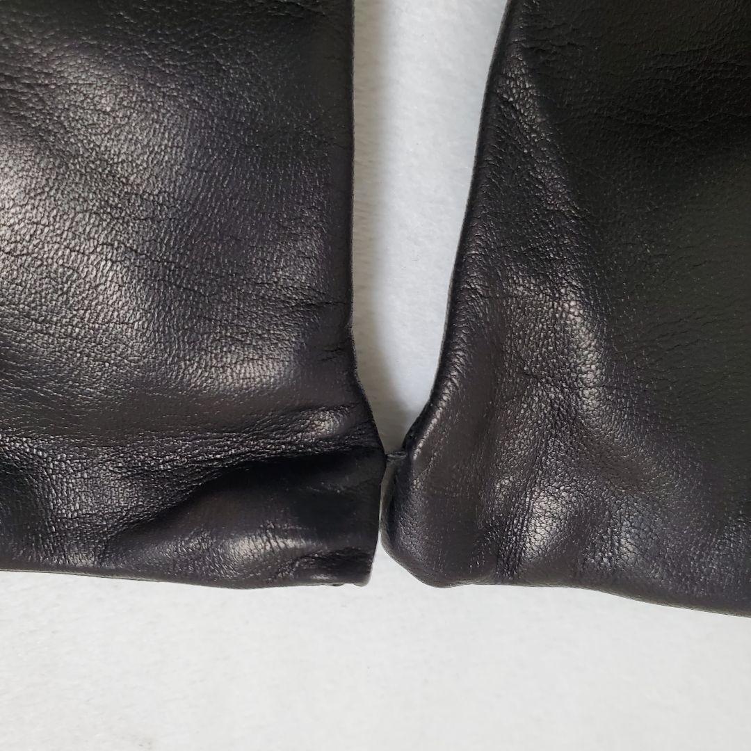 未使用品 Sermoneta gloves ブラックグローブ　革カシミヤ手袋