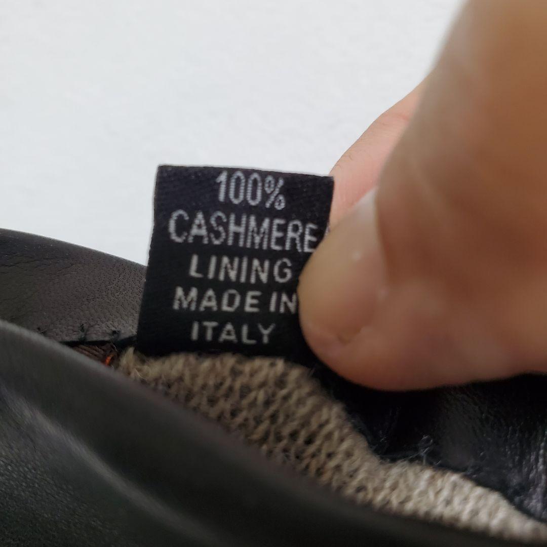 未使用品 Sermoneta gloves ブラックグローブ　革カシミヤ手袋