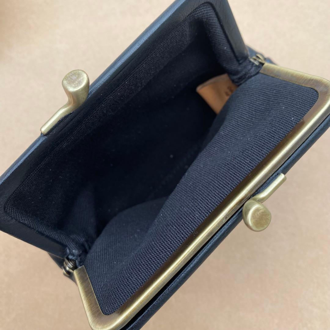 がま口　ポーチ　ミニ財布　ケース　小銭入れ　小物入れ　ブラック