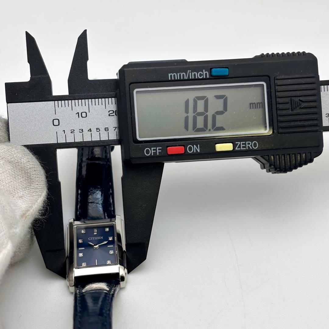 美品✨シチズン 8P ダイヤ レクタングルフェイス レディース 腕時計 ソーラー