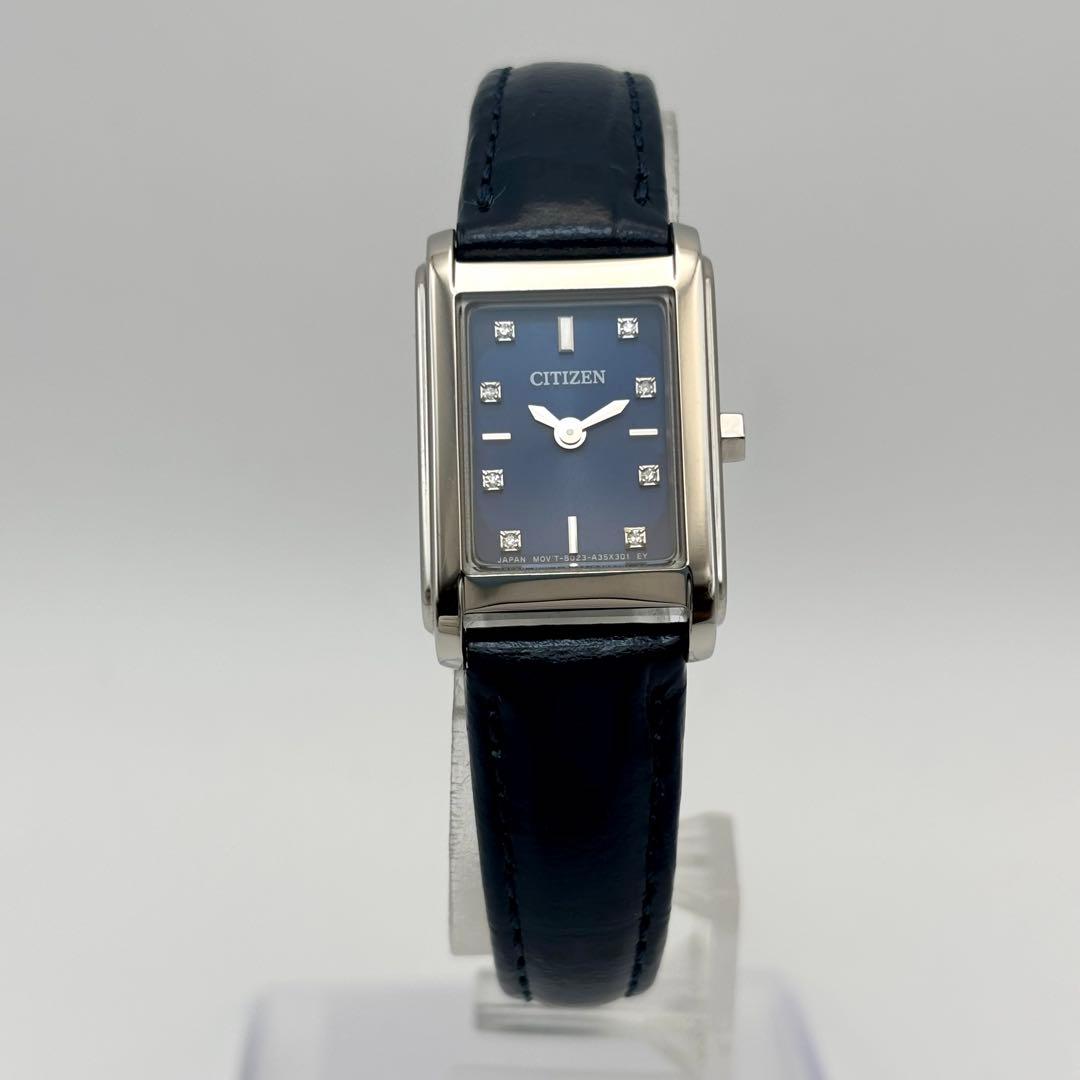 美品✨シチズン 8P ダイヤ レクタングルフェイス レディース 腕時計 ソーラー