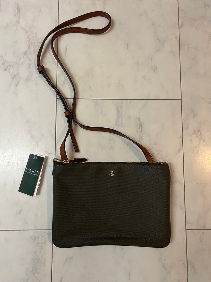 【新品・未使用】LAUREN ダークグリーンショルダーバッグ 中型