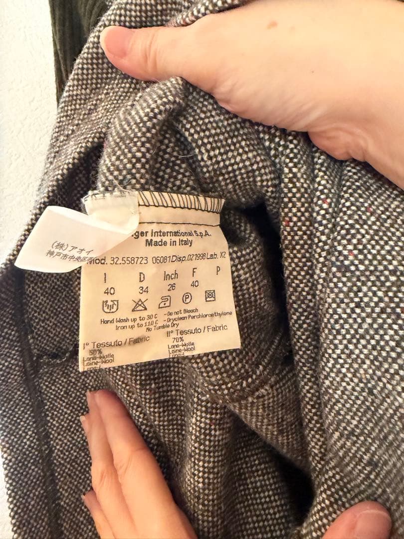 FENDI カーキ 襟付きリブニットワンピース