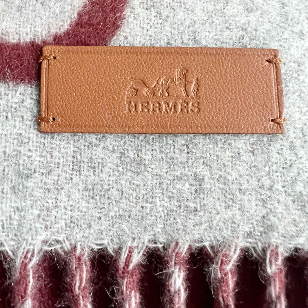 新品 未使用　HERMES　エルメス　マフラー　モール　ルージュH　カシミヤ