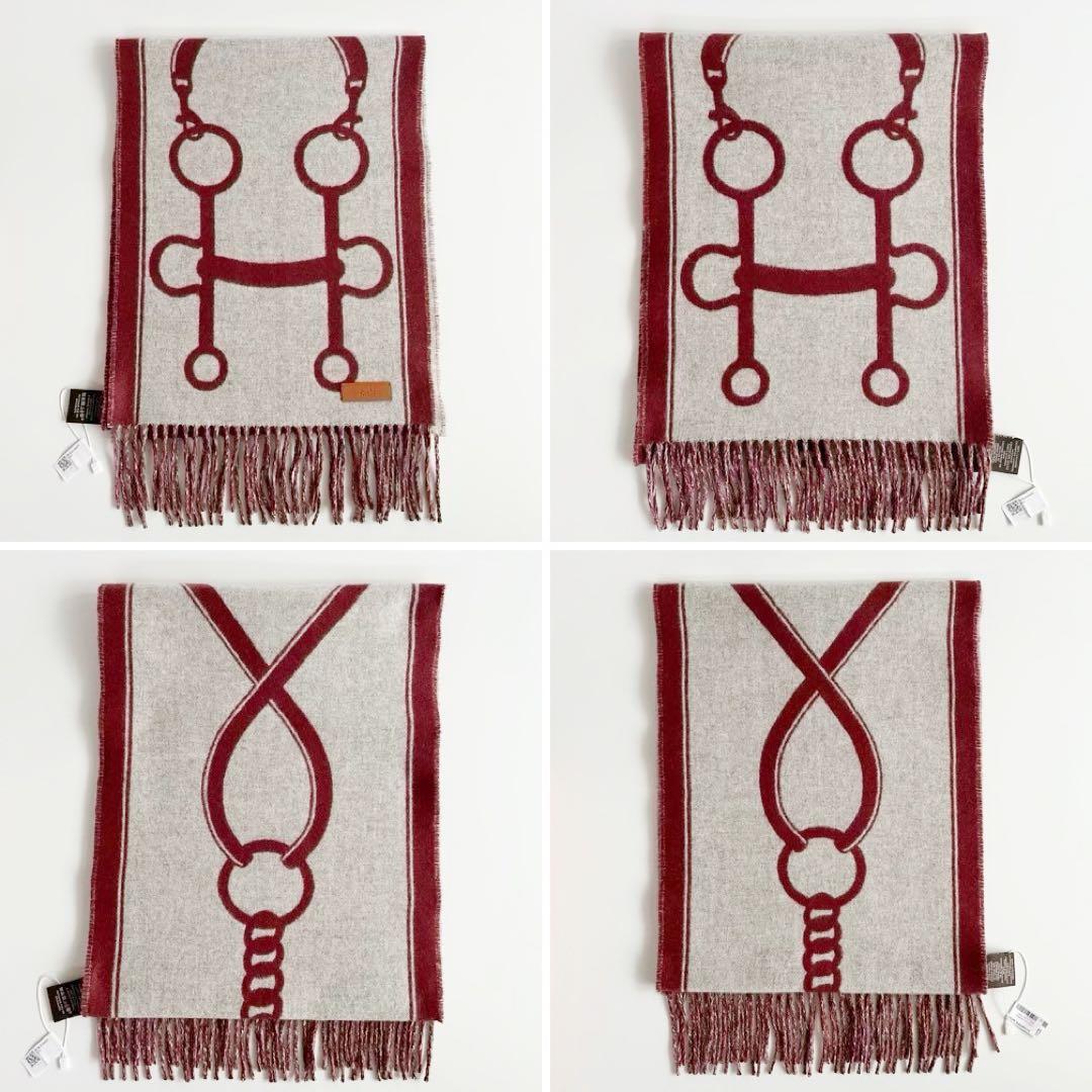 新品 未使用　HERMES　エルメス　マフラー　モール　ルージュH　カシミヤ