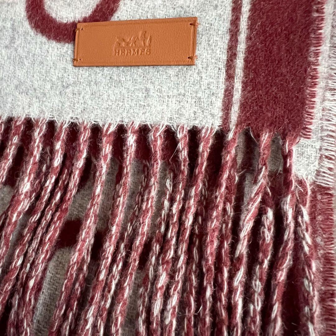 新品 未使用　HERMES　エルメス　マフラー　モール　ルージュH　カシミヤ