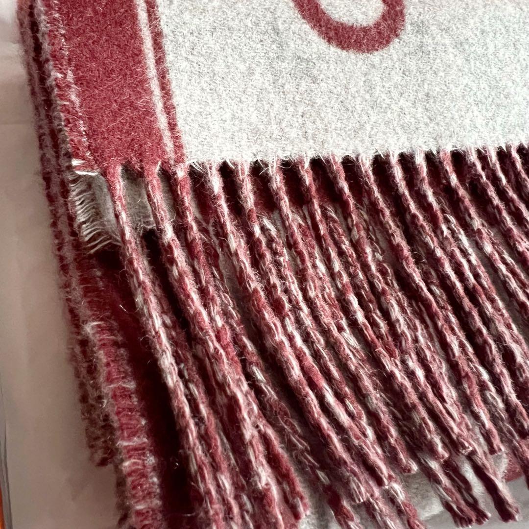 新品 未使用　HERMES　エルメス　マフラー　モール　ルージュH　カシミヤ