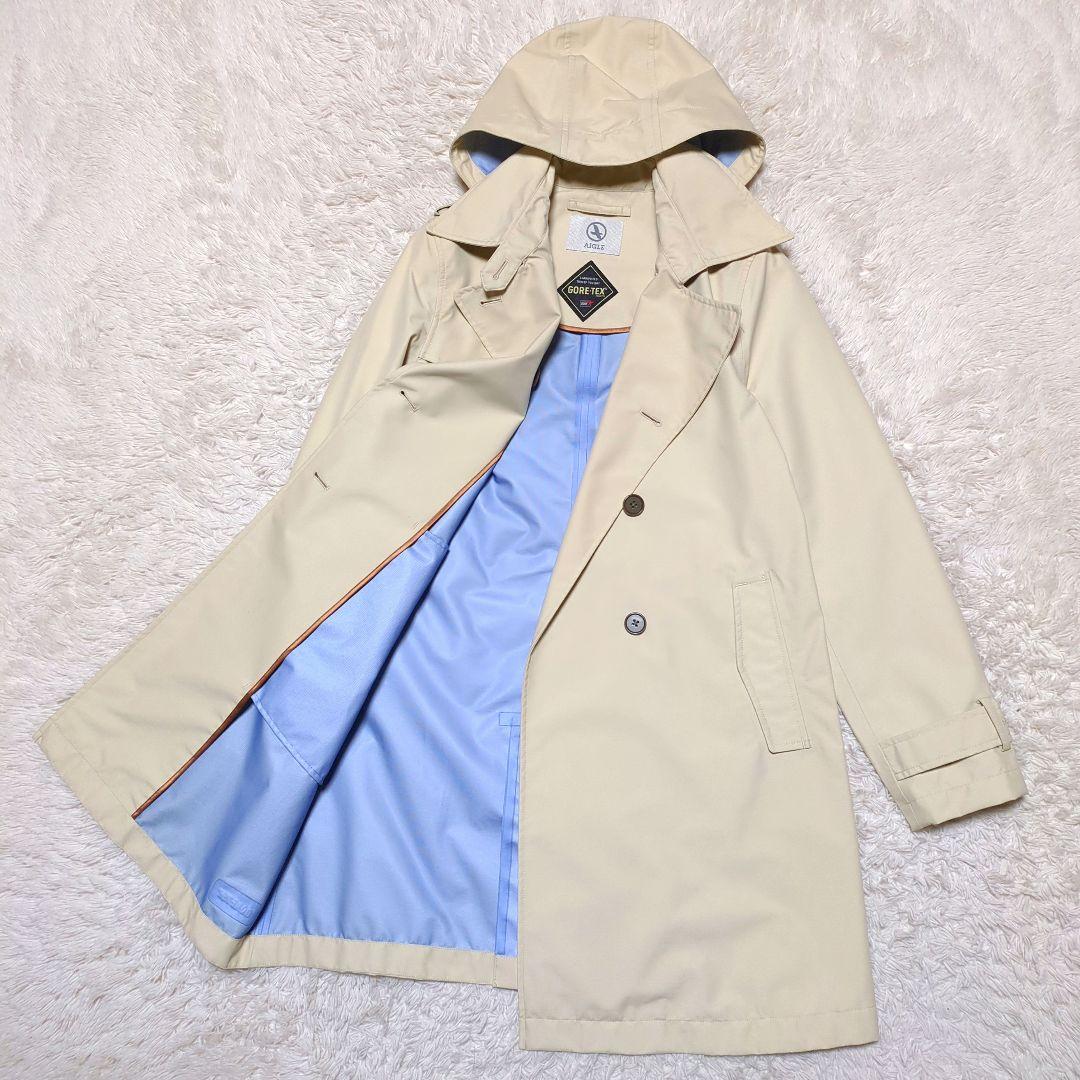 美品！AIGLE　ゴアテックス2wayトレンチコート　M　ベージュ　防水