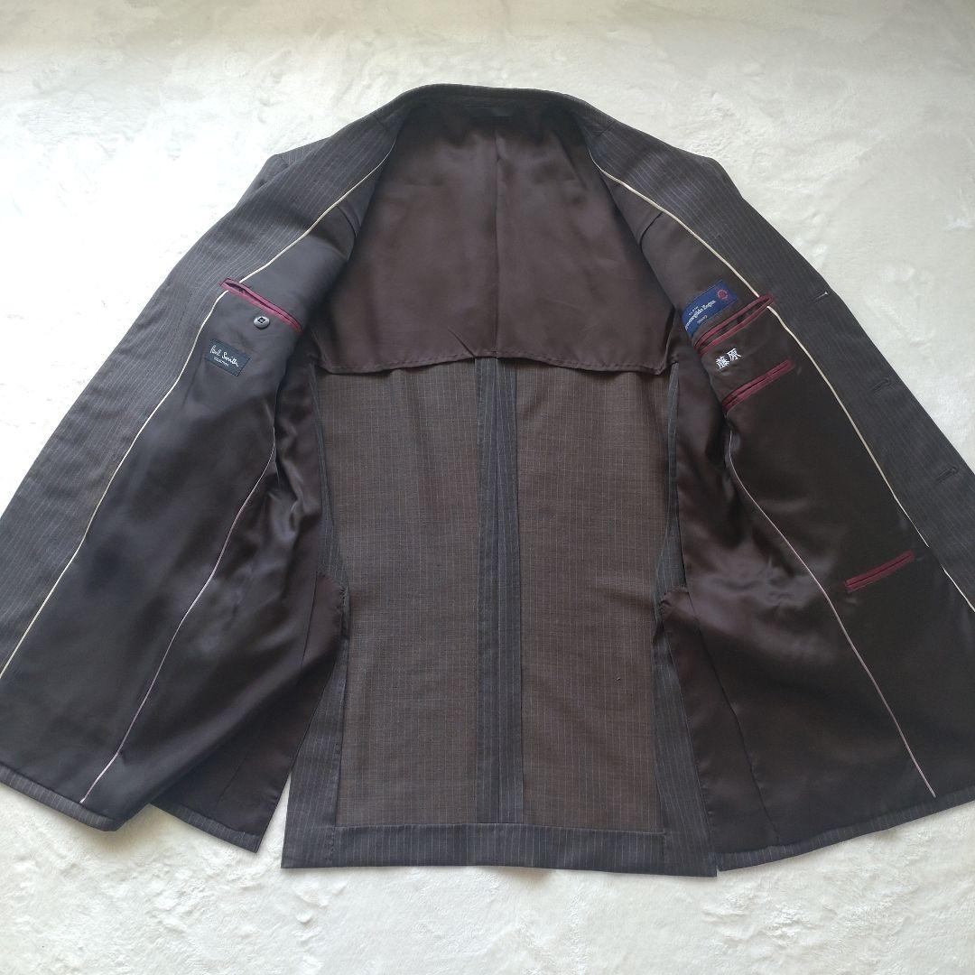 ポールスミスセットアップス―ツゼニアシルク混ブラウンストライプサイズL