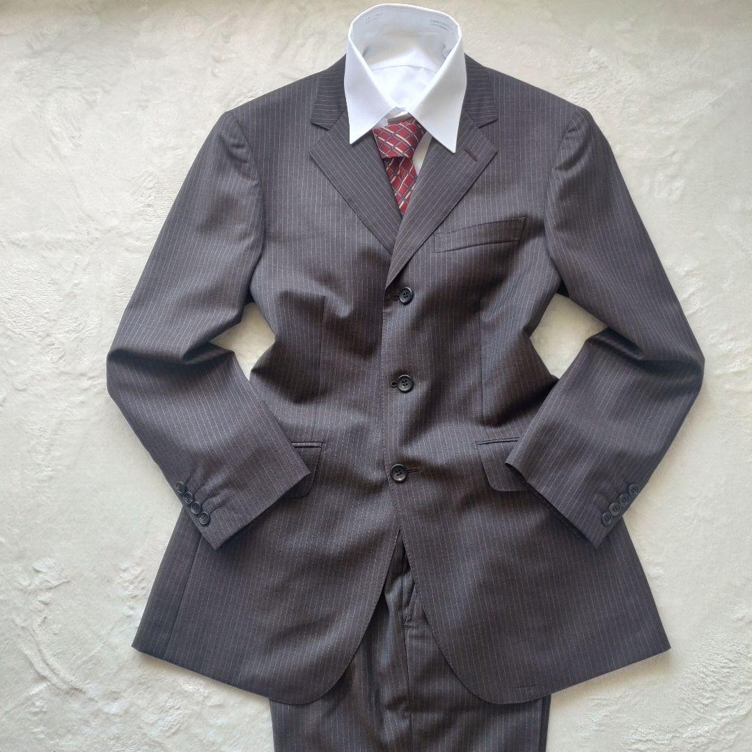 ポールスミスセットアップス―ツゼニアシルク混ブラウンストライプサイズL