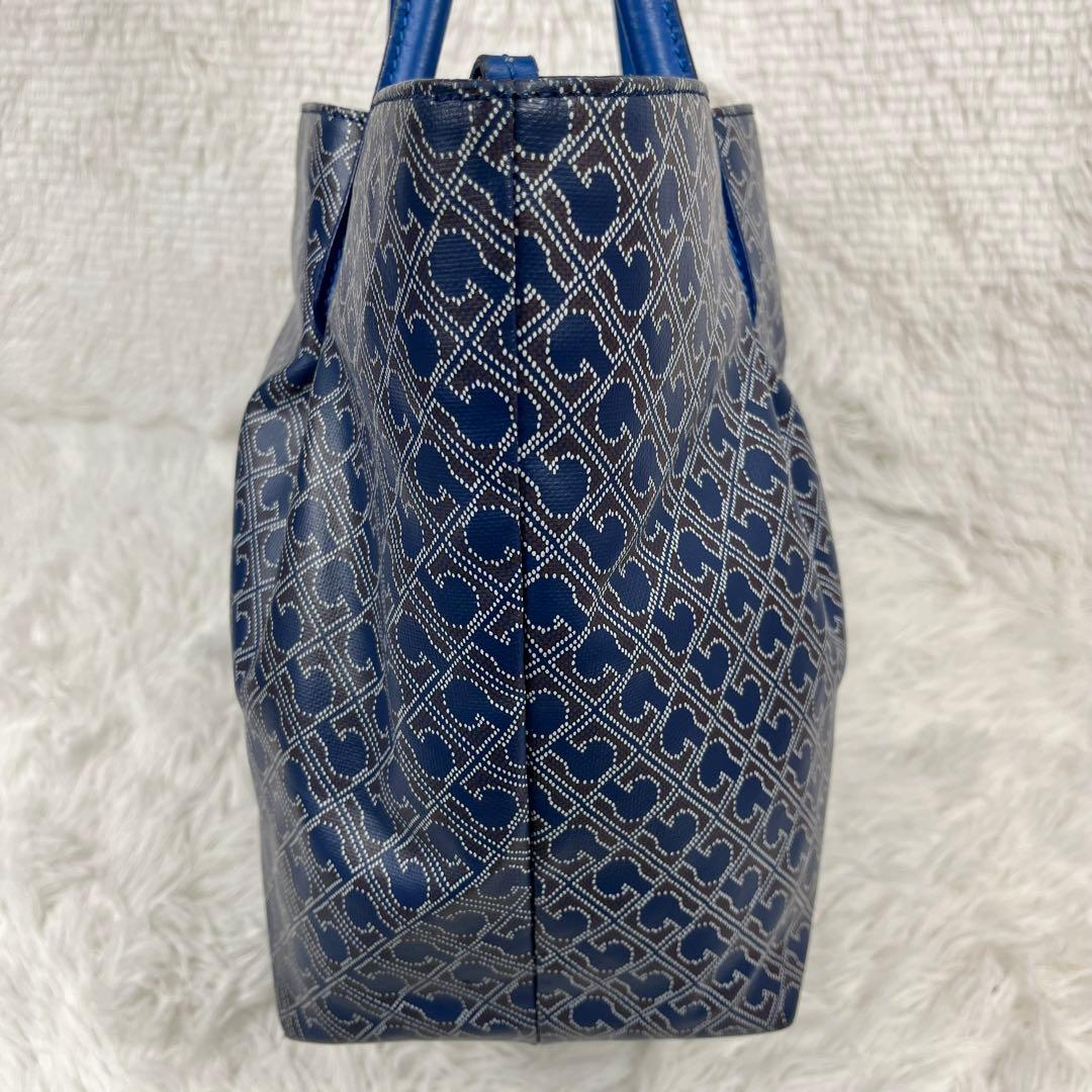 GHERARDINI リナシメント　トートバッグ　チャーム付　総柄　ブルー