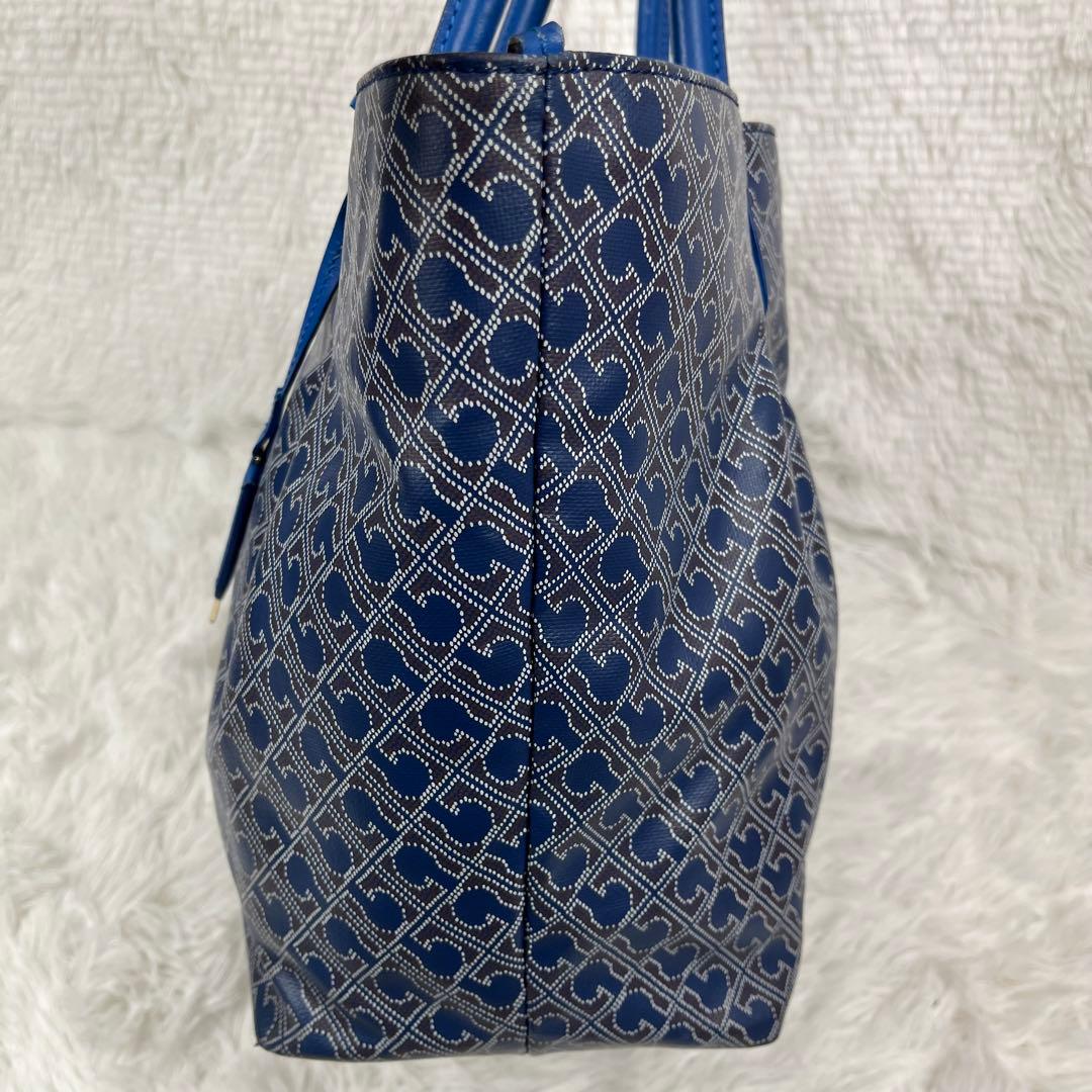 GHERARDINI リナシメント　トートバッグ　チャーム付　総柄　ブルー