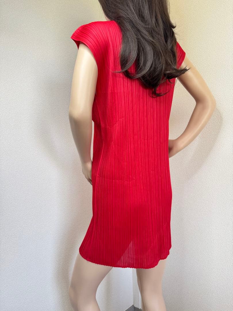 PLEATS PLEASE イッセイミヤケ プリーツ チュニック トップス 赤