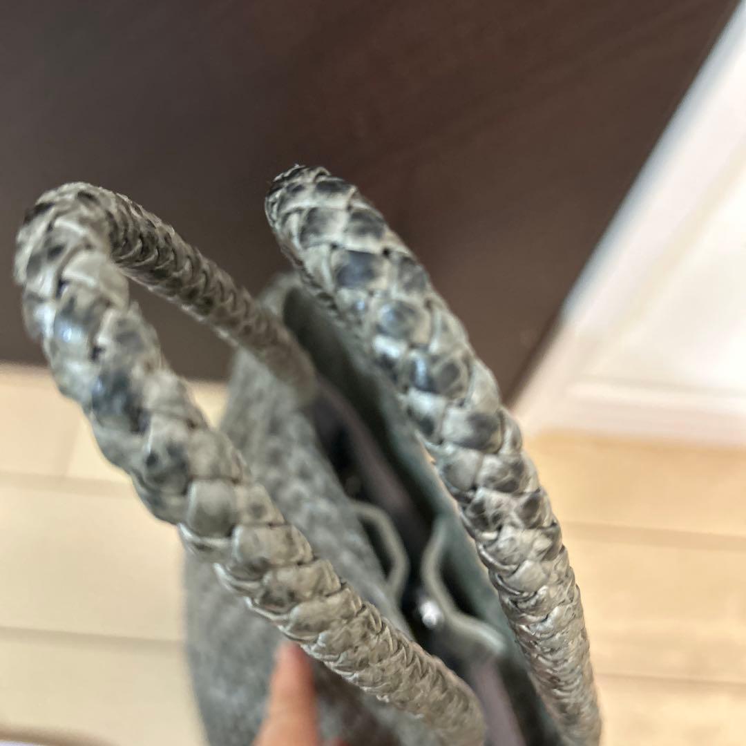 か*ん様 希少品　銀座ヨシノヤ　革編み込みメッシュトートカゴバッグ