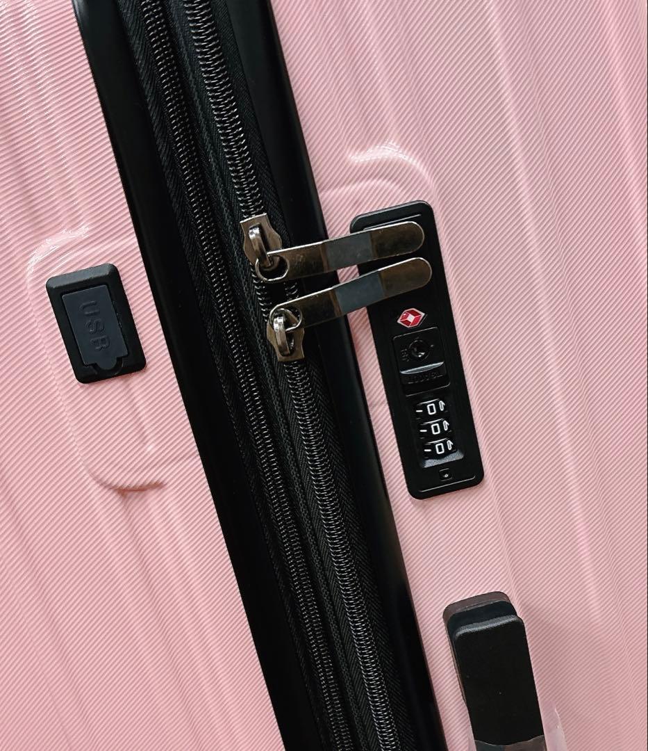 ［Vivcon] スーツケース 拡張機能付き 多機能 キャリーケース ピンク L