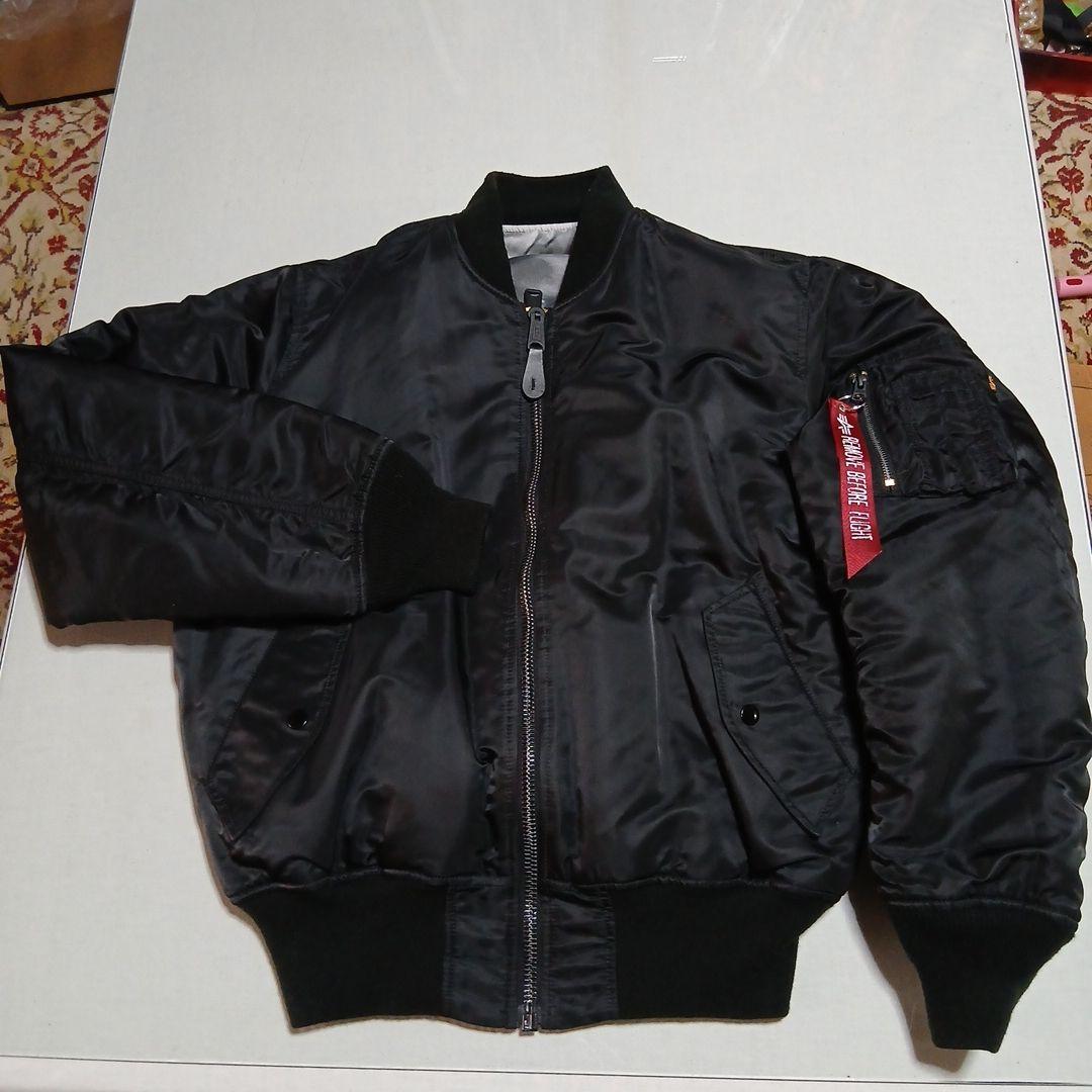 ALPHAフライトジャケットMA1戦闘機プリントリバーシブル黒M新品同様