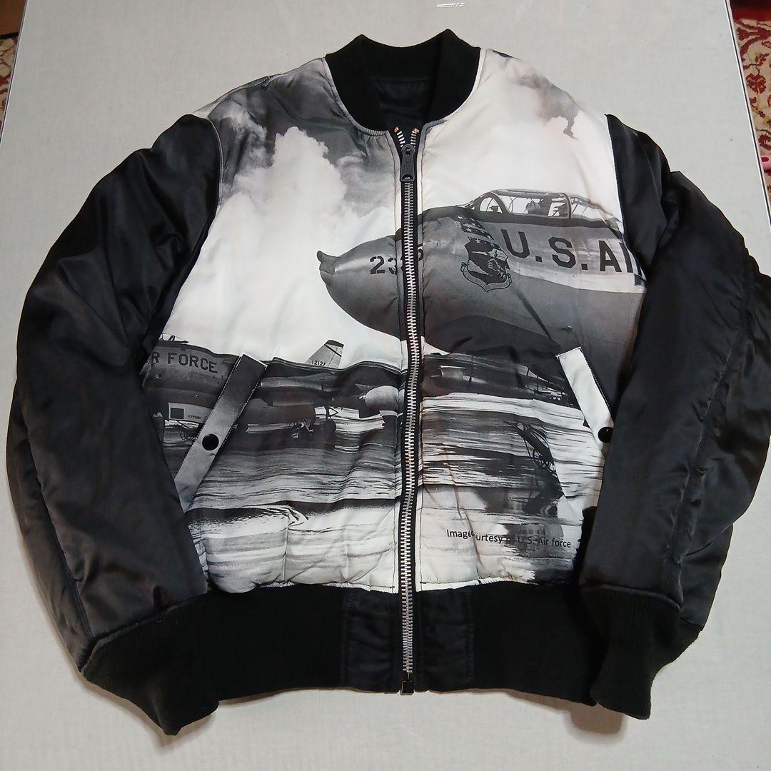 ALPHAフライトジャケットMA1戦闘機プリントリバーシブル黒M新品同様