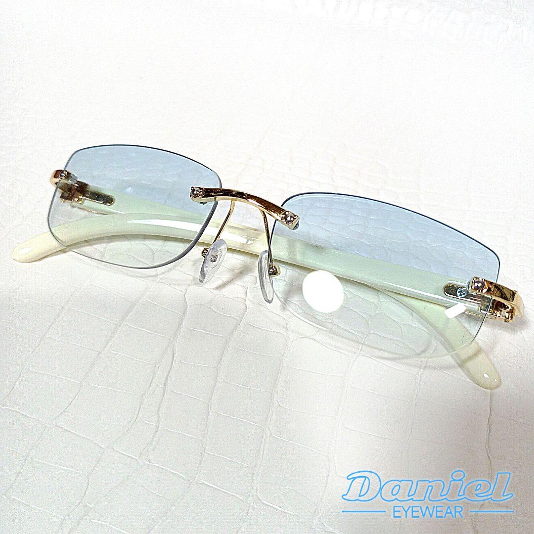 リムレス■ライトブルー■グラデーション■サングラス■Y2K■未使用品■⑮